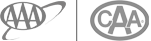 The image shows two logos: AAA with a circular design and a swoosh, and CAA with a circular design.