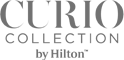 The image features the logo for "Curio Collection by Hilton."